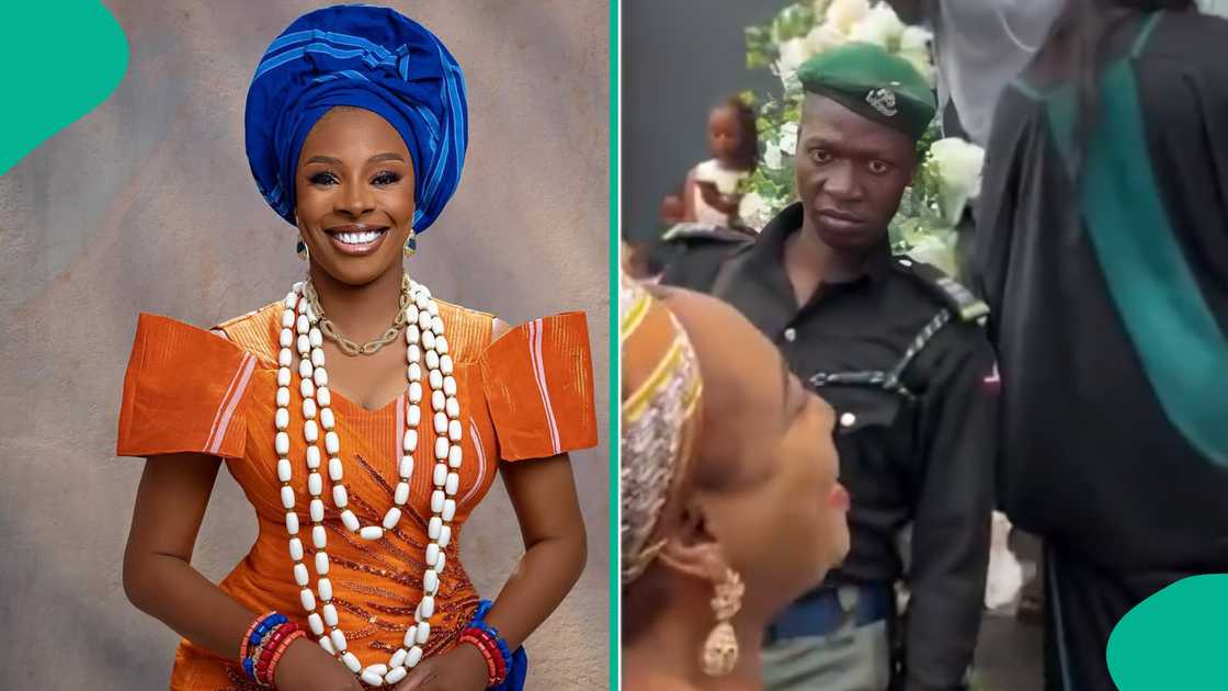 Actress Aisha Lawal and a police officer Actress Aisha Lawal and a police officer