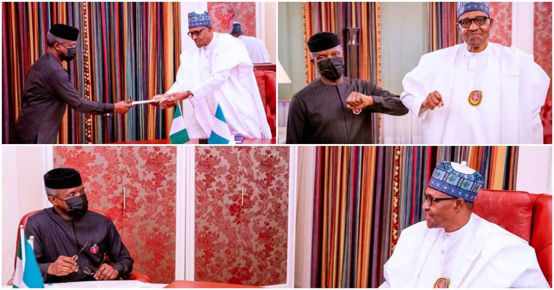 COVID-19: Buhari receives crucial briefing from Osinbajo at State House COVID-19: Buhari receives crucial briefing from Osinbajo at State House
