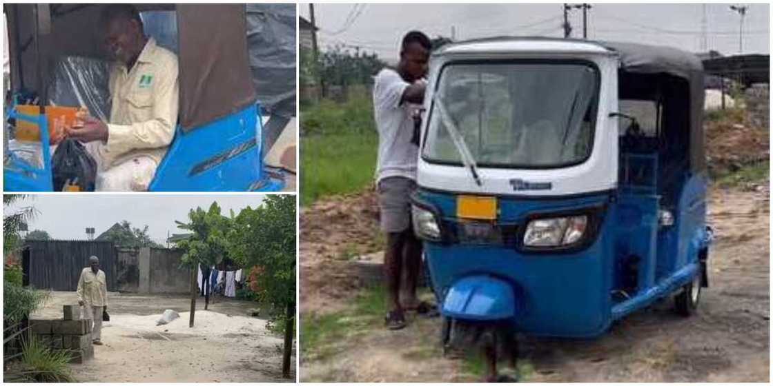Sweet moment kind man shows up at old Nigerian man's house and gifts him new Keke Sweet moment kind man shows up at old Nigerian man's house and gifts him new Keke