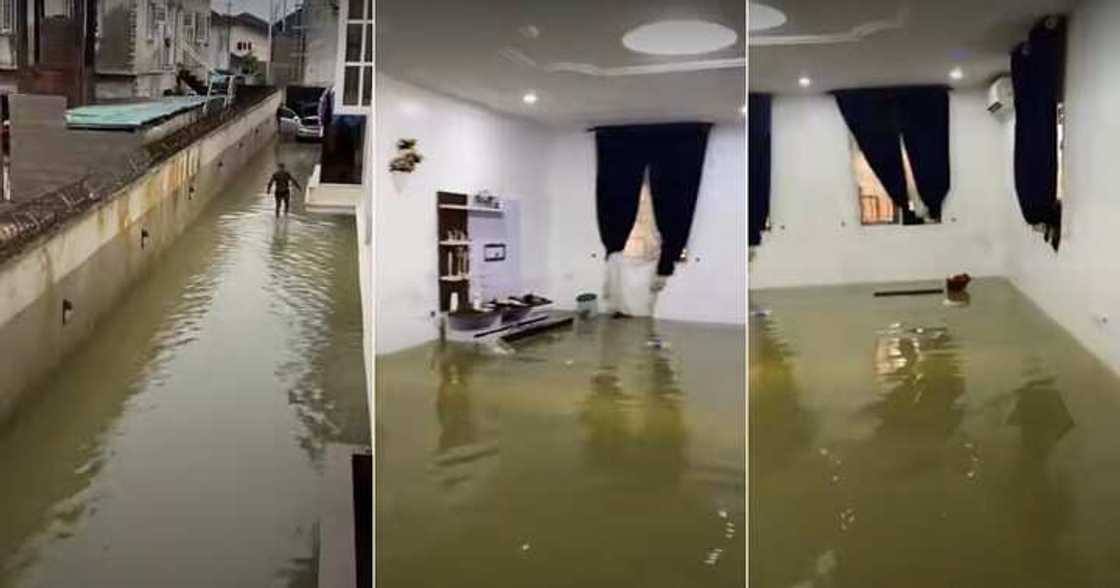 Man in pain as his house gets ravaged by flood in Island Man in pain as his house gets ravaged by flood in Island