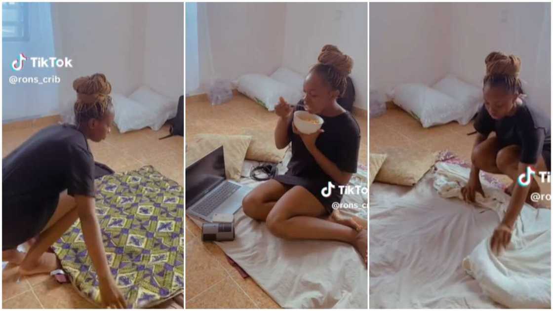 Room without furniture/lady lay on the floor. Room without furniture/lady lay on the floor.