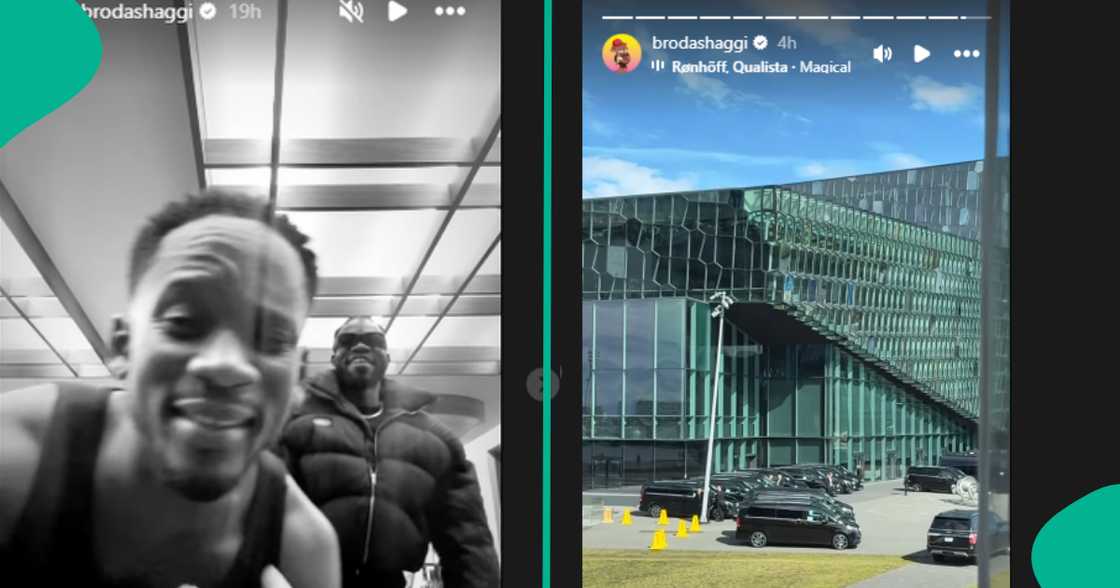 Broda Shaggi shared clips of him in Iceland on his Instastory.