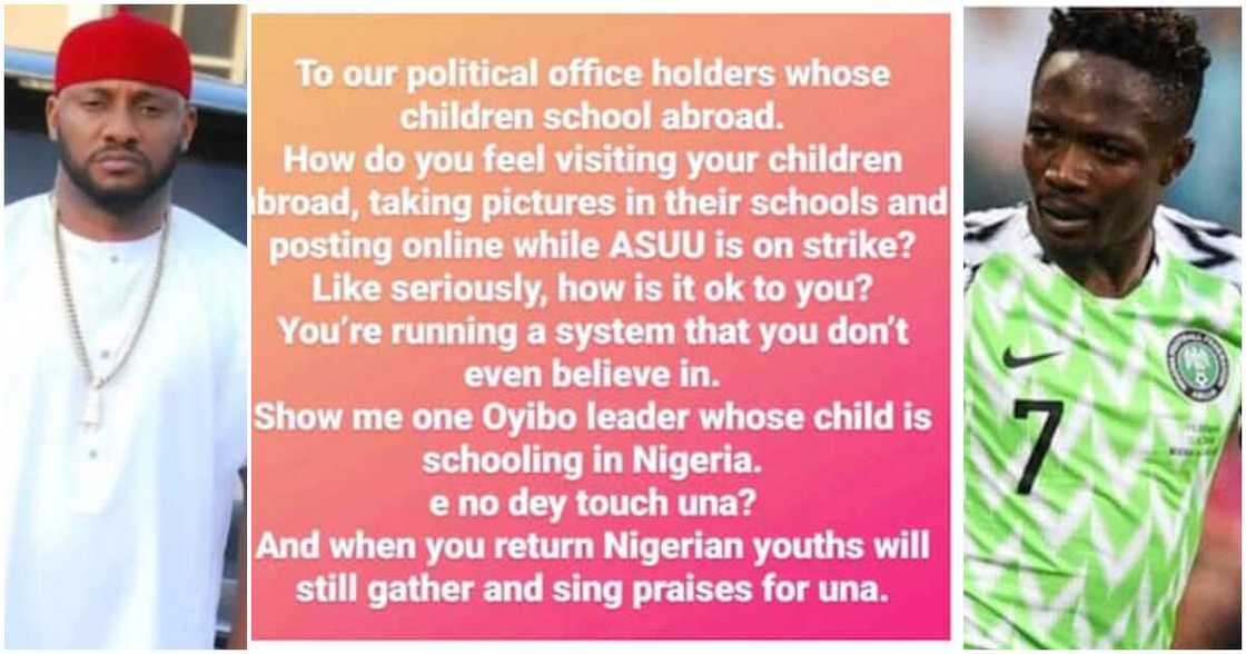 Yul Edochie, Ahmed Musa, ASUU strike