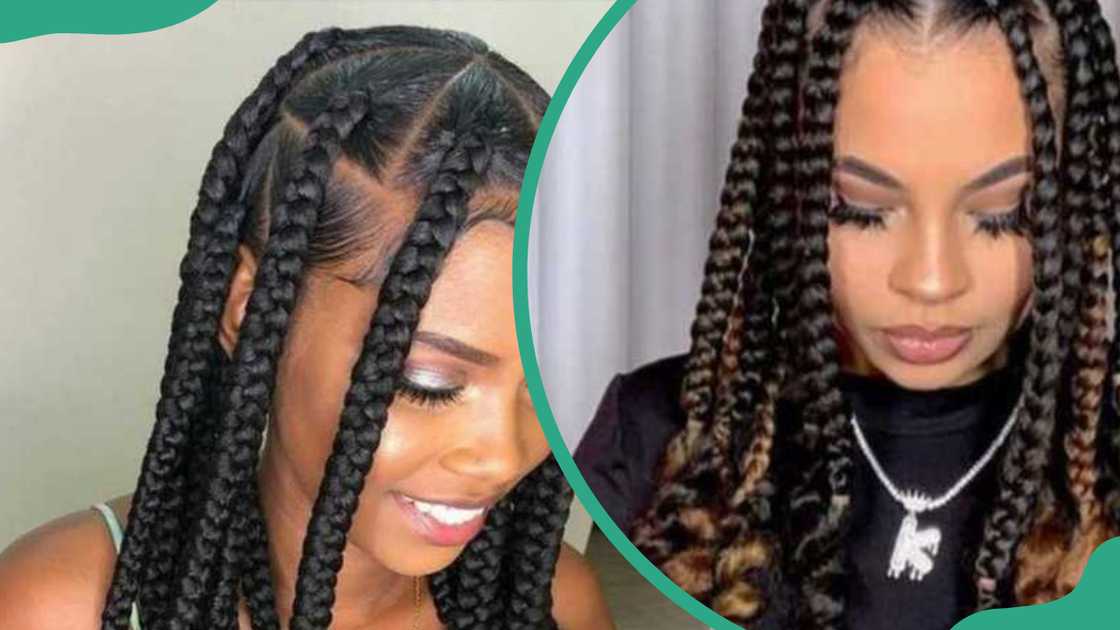 Medium knotless goddess braids