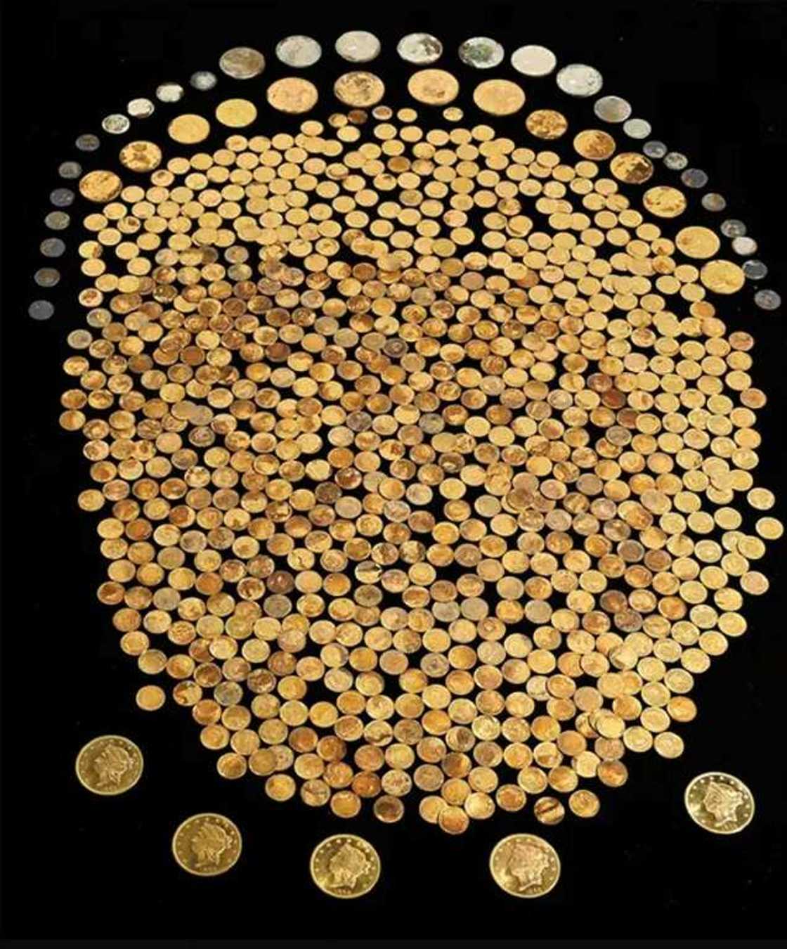 A collection of gold coins dating back to the US Civil War found in a Kentucky cornfield