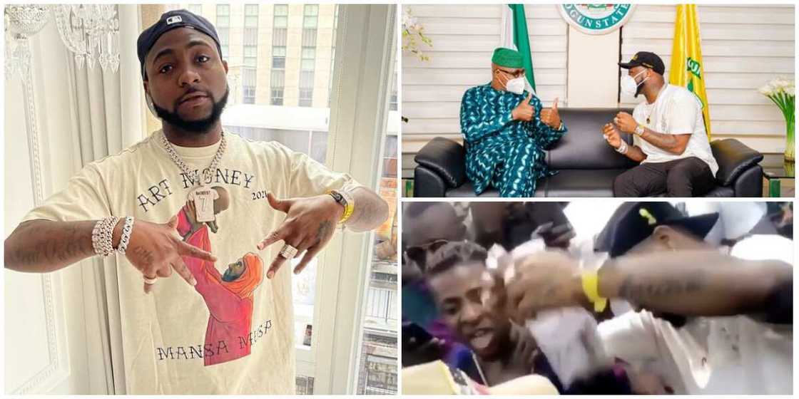 Singer Davido Rains Cash on Fuji Musician Pasuma at an Event, Links Up with Ogun Governor