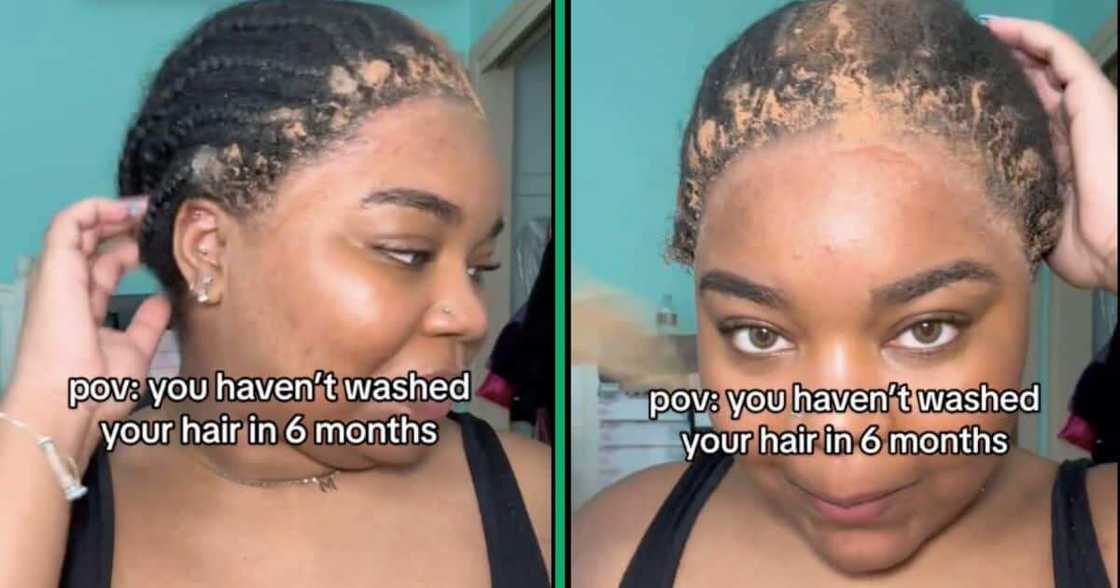 Woman does not wash hair