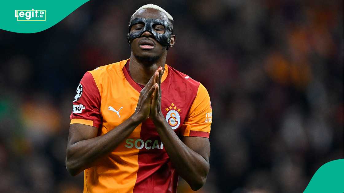 Victor Osimhen during the UCL round of 16 match against Liverpool. Photo by YASIN AKGUL