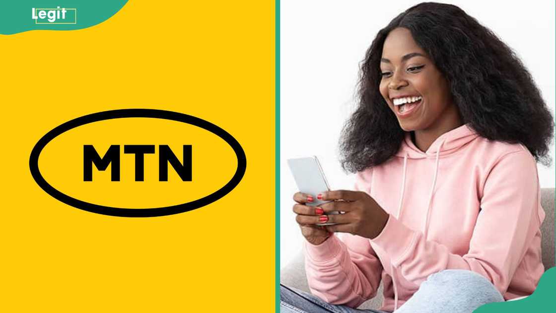 MTN logo and a young woman using a phone MTN logo and a young woman using a phone