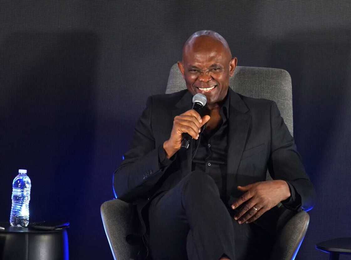 Tony Elumelu speaks during the will.i.am hosts Tony Elumelu at Africa x America evening discussion at FYI House in Los Angeles, California. Tony Elumelu speaks during the will.i.am hosts Tony Elumelu at Africa x America evening discussion at FYI House in Los Angeles, California.