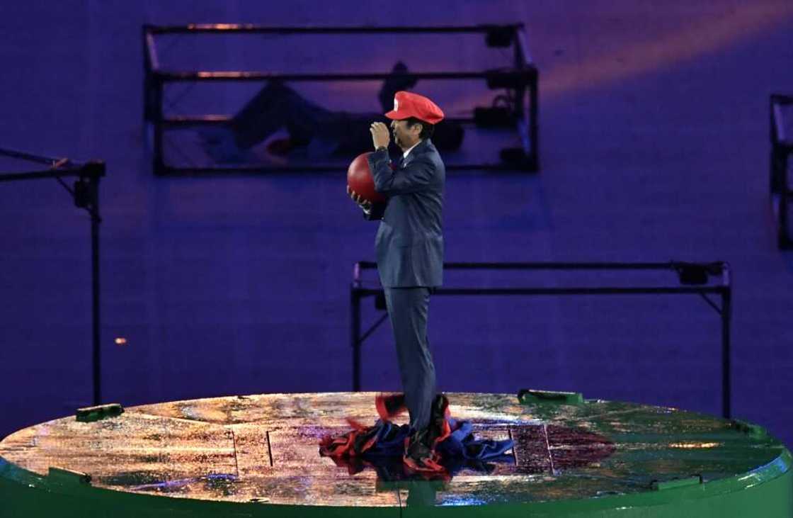 In 2016, Abe appeared dressed as Super Mario for the handover ceremony at the close of the Rio Olympics In 2016, Abe appeared dressed as Super Mario for the handover ceremony at the close of the Rio Olympics