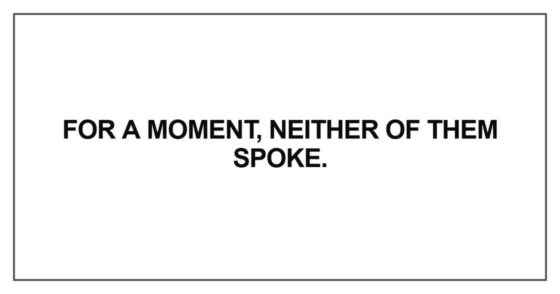 For a moment, neither of them spoke