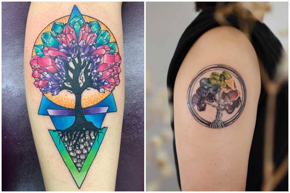 Tree of Life with crystals tattoo Tree of Life with crystals tattoo
