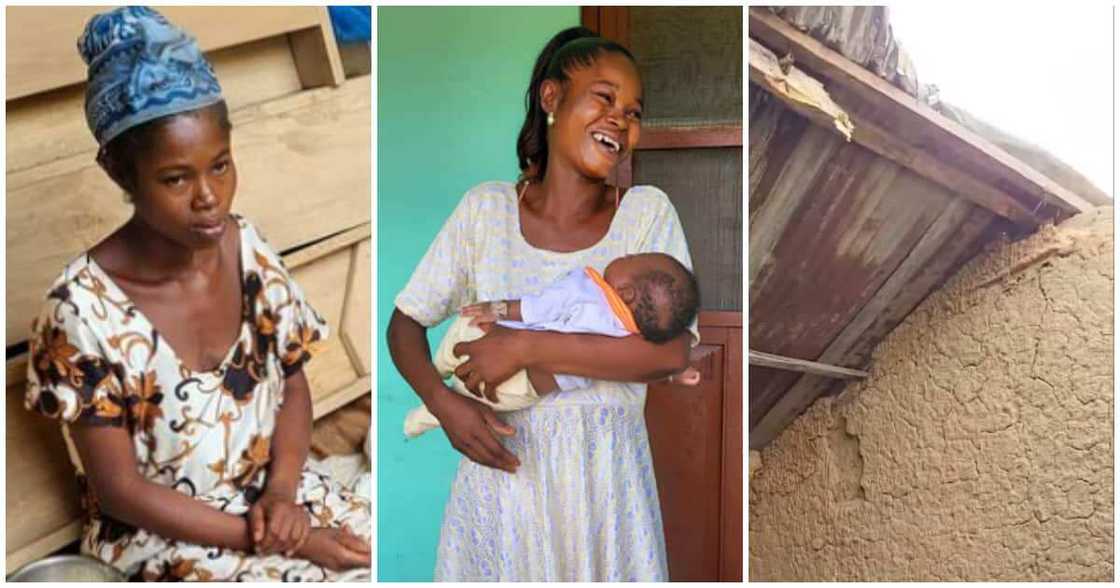 Abenaa, single mum, 3-weks-old baby, mud house, land, money, rented house