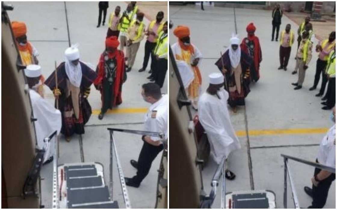 Hotuna: Tsohon Sarkin Kano Sanusi II ya tafi Senegal don hallartar jana'izar ɗan Sheikh Inyass Hotuna: Tsohon Sarkin Kano Sanusi II ya tafi Senegal don hallartar jana'izar ɗan Sheikh Inyass