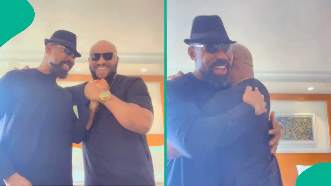 Yul Edochie finally reconciles with elder brother Linc Edochie. Yul Edochie finally reconciles with elder brother Linc Edochie.
