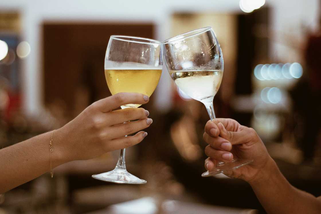 Two women toasting a glass of wine Two women toasting a glass of wine
