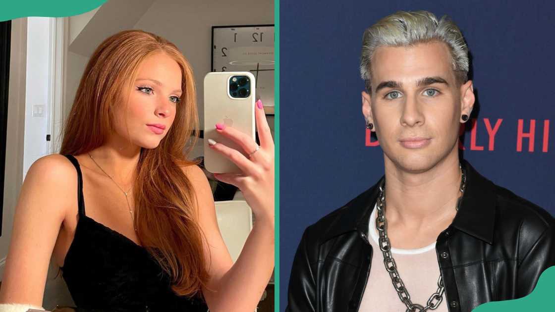 Sophia in a dressing area and Brad Mondo at the Beverly Hilton Hotel