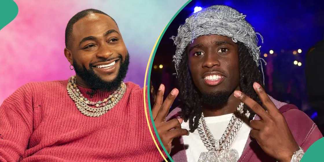 Davido and Kai Cenat in a car. Davido and Kai Cenat in a car.