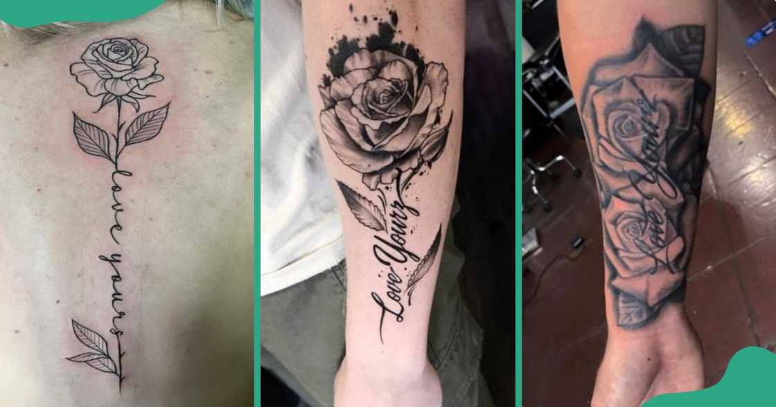 Love Yourz tattoos with roses on the back and arms. Love Yourz tattoos with roses on the back and arms.