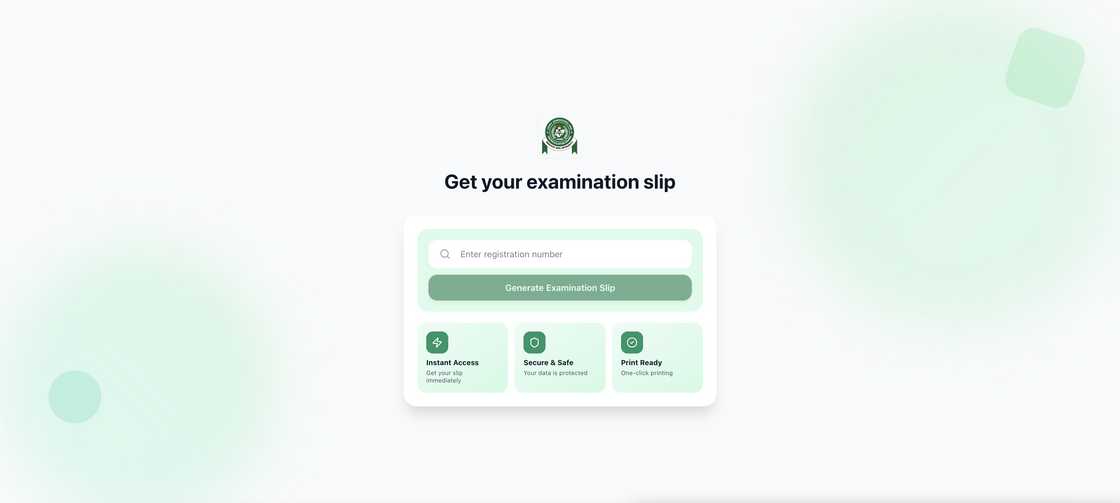 JAMB examination slip printing portal