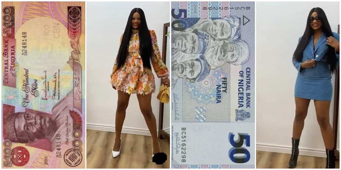 Photos of Nonye Udeogu and some naira notes. Photos of Nonye Udeogu and some naira notes.