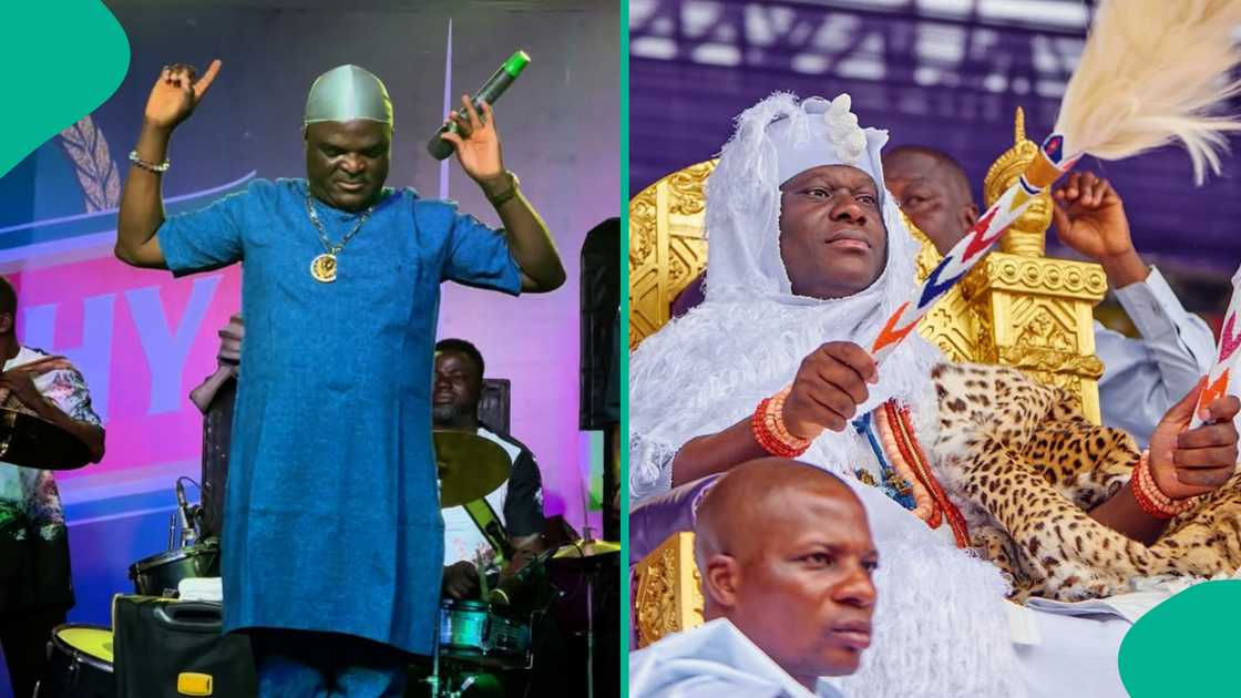 Fuji singers Obesere and Malaika perform at Olojo Festival in Ile Ife.