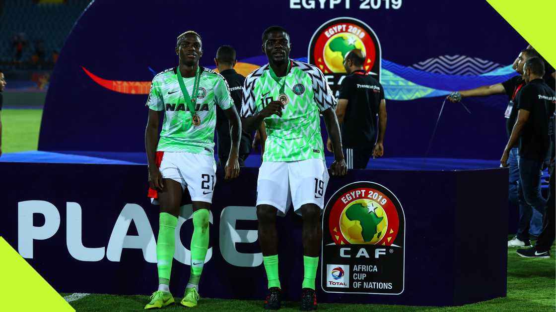John Ogu and Victor Osimhen after Nigerian won bronze at AFCON 2019. John Ogu and Victor Osimhen after Nigerian won bronze at AFCON 2019.
