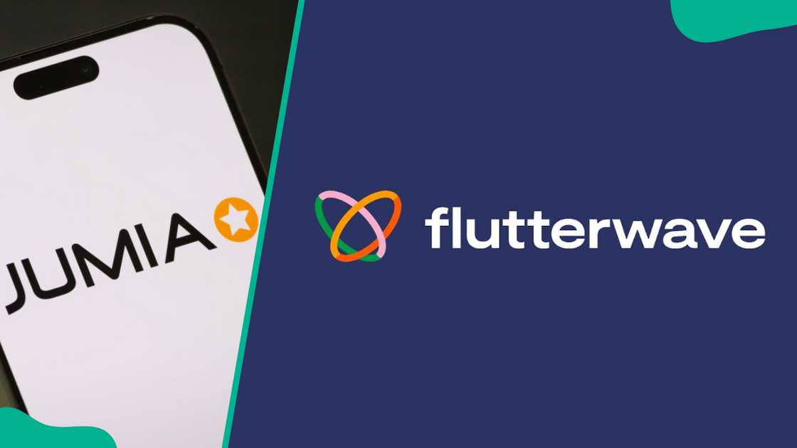 Jumia loo (L). Flutterwave logo (R).