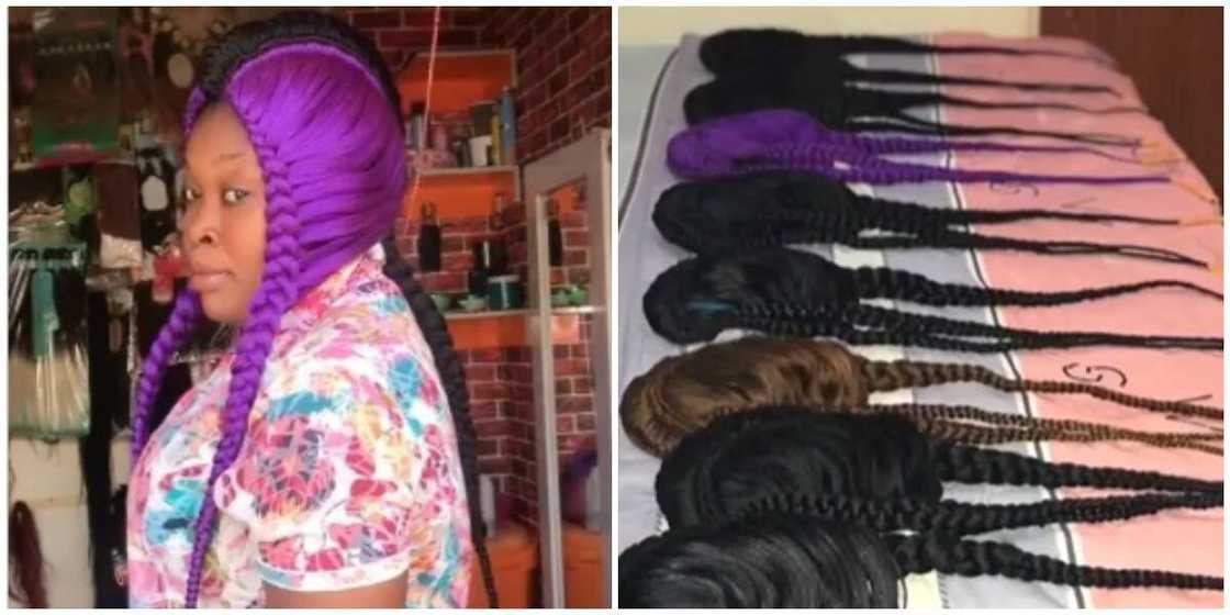 Photos of a lady and the wigs. Photos of a lady and the wigs.
