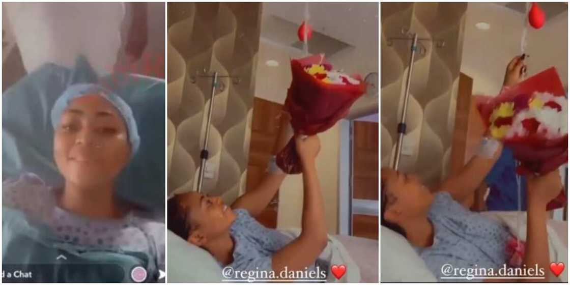 There’s Love in Sharing: Reactions as Regina Daniels Receives Flowers from Co-Wives as She Undergoes Surgery