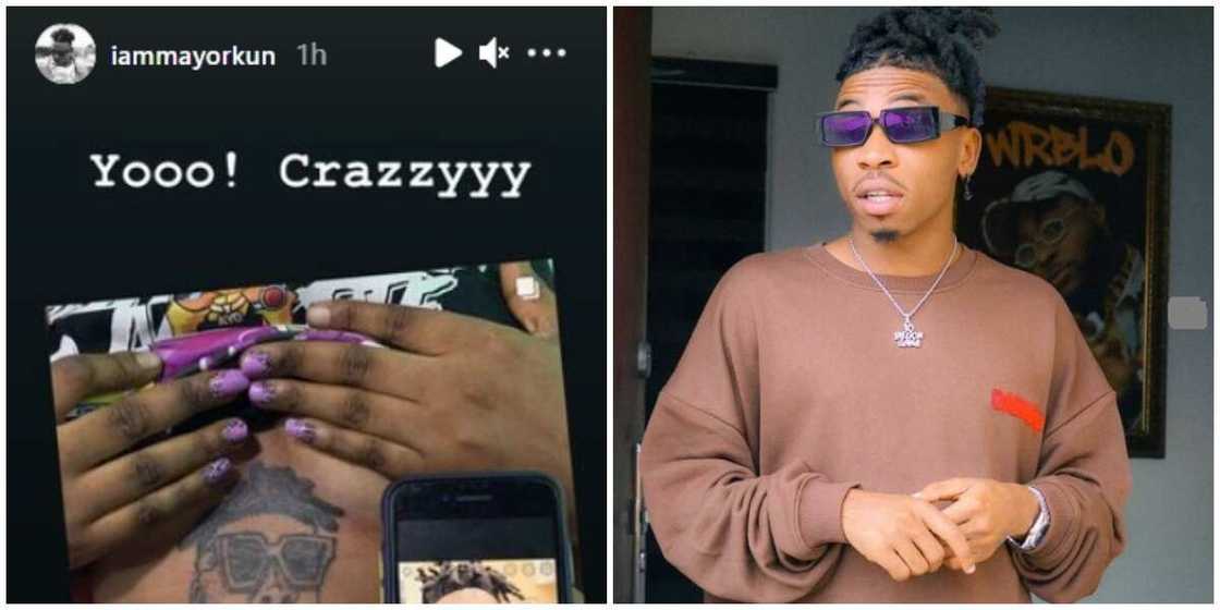 Them No Go Give You Money: Nigerians React as Fan Tattoos Singer on Stomach Them No Go Give You Money: Nigerians React as Fan Tattoos Singer on Stomach