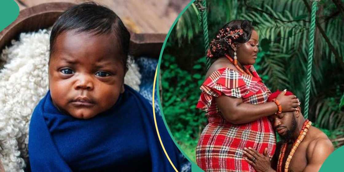 Actor Stan Nze with his wife and son