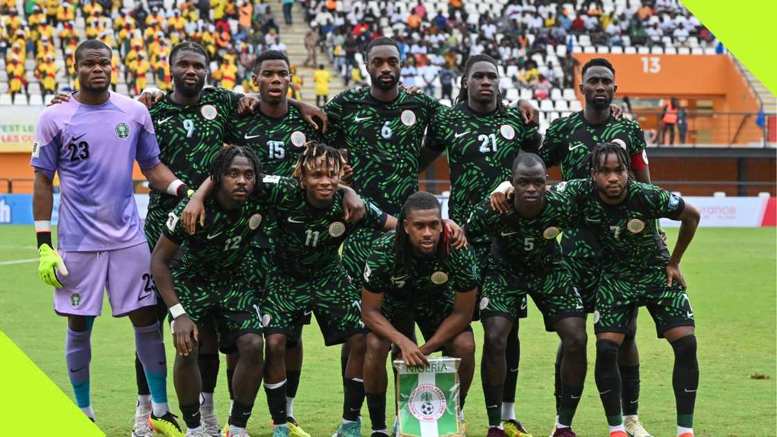 Players of the Super Eagles of Nigeria pose for a team photo