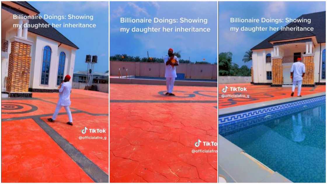 Man walked in his mansion/Rich man showed daughter her inheritance. Man walked in his mansion/Rich man showed daughter her inheritance.