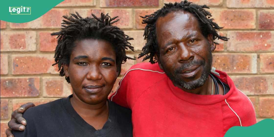 Couple stand side by side Couple stand side by side