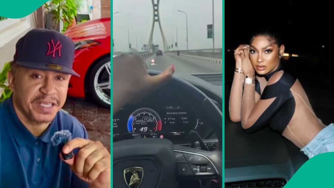 Sophia Egbueje's Lambo: Daddy Freeze shares photo of car's mileage.