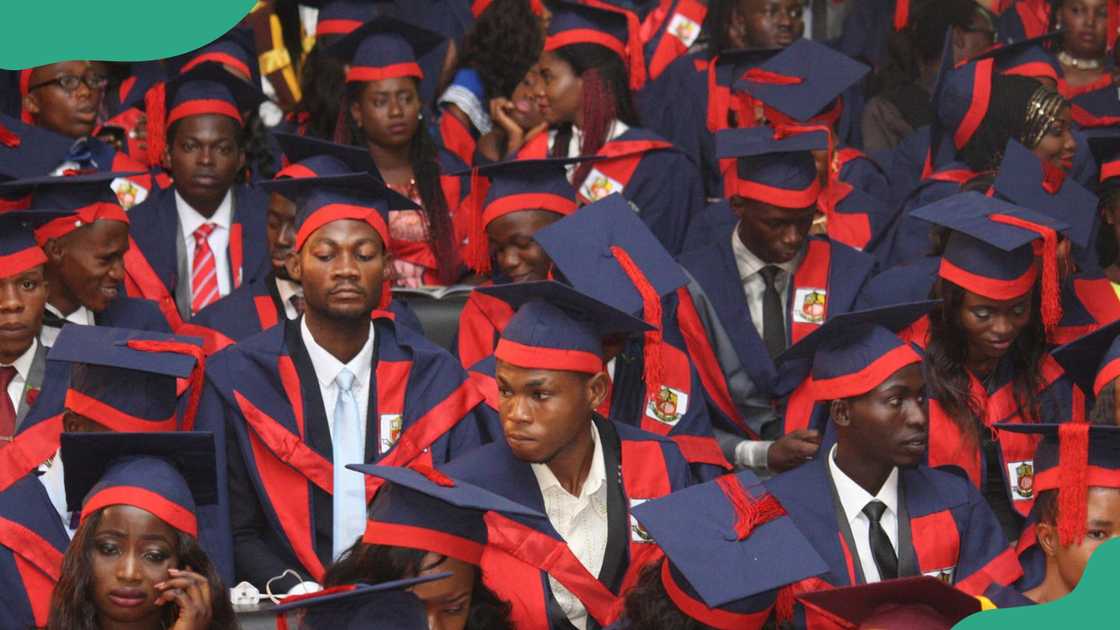 Oduduwa University students in graduation gowns.