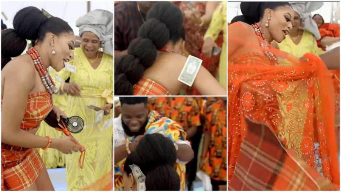 He sprayed her dollars. He sprayed her dollars.