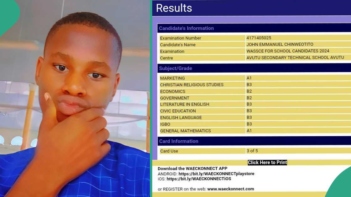 Reactions as WAEC finally releases boy's result, he reacts online