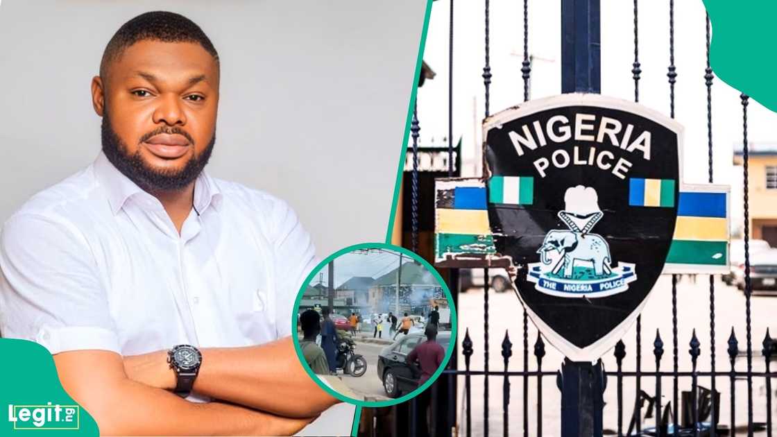 Human rights activist Harrison Gwamnishu cries out as Delta police bath him with tear gas during protest over the killing of Mene Ogidi at Effurun command