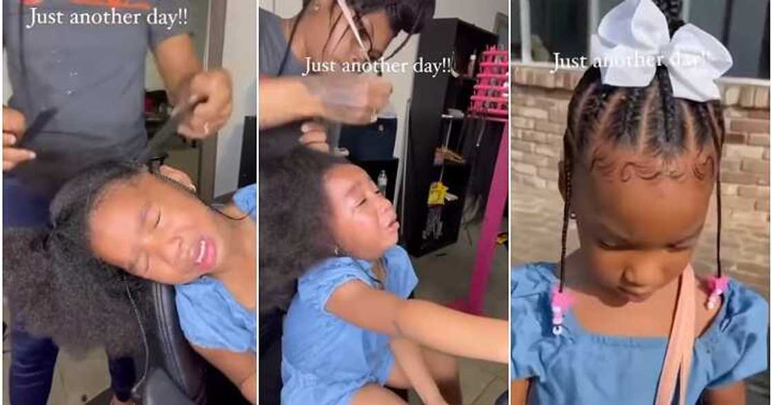 Little girl shows off fine hair Little girl shows off fine hair
