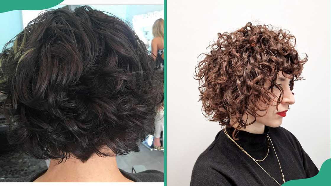 Two women show their soft razor curls hairstyle Two women show their soft razor curls hairstyle