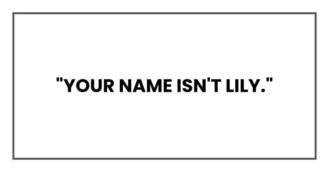 "Your name isn't Lily."