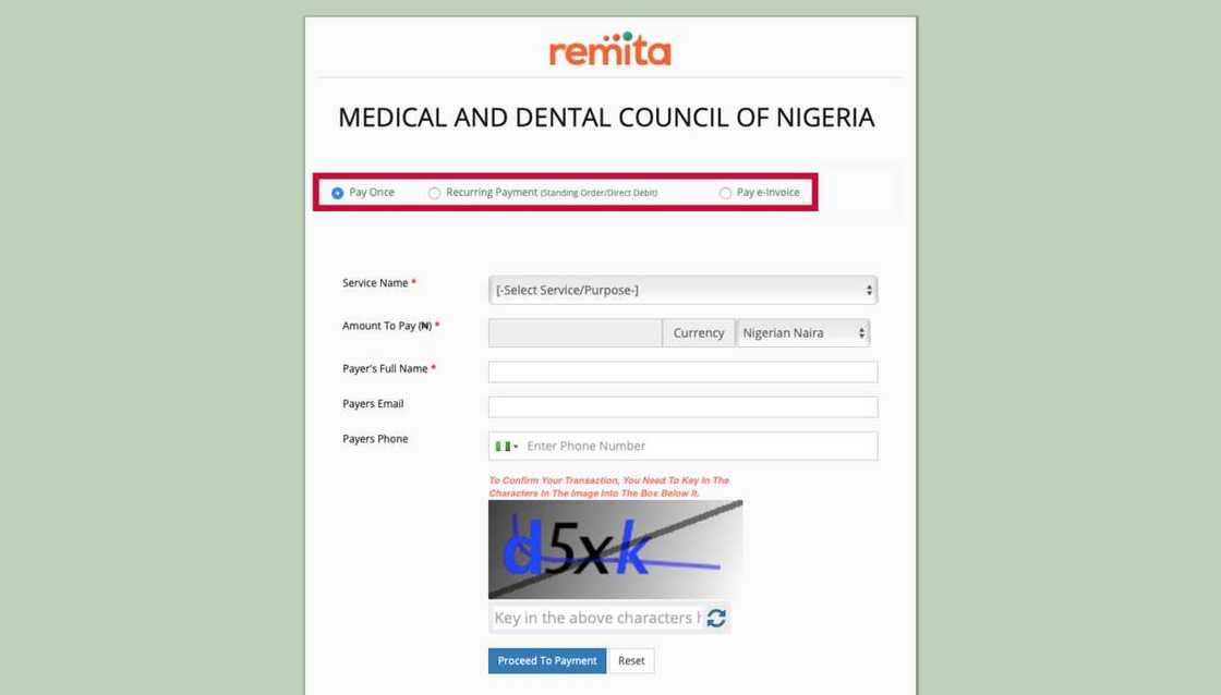 MDCN portal payment via Remita