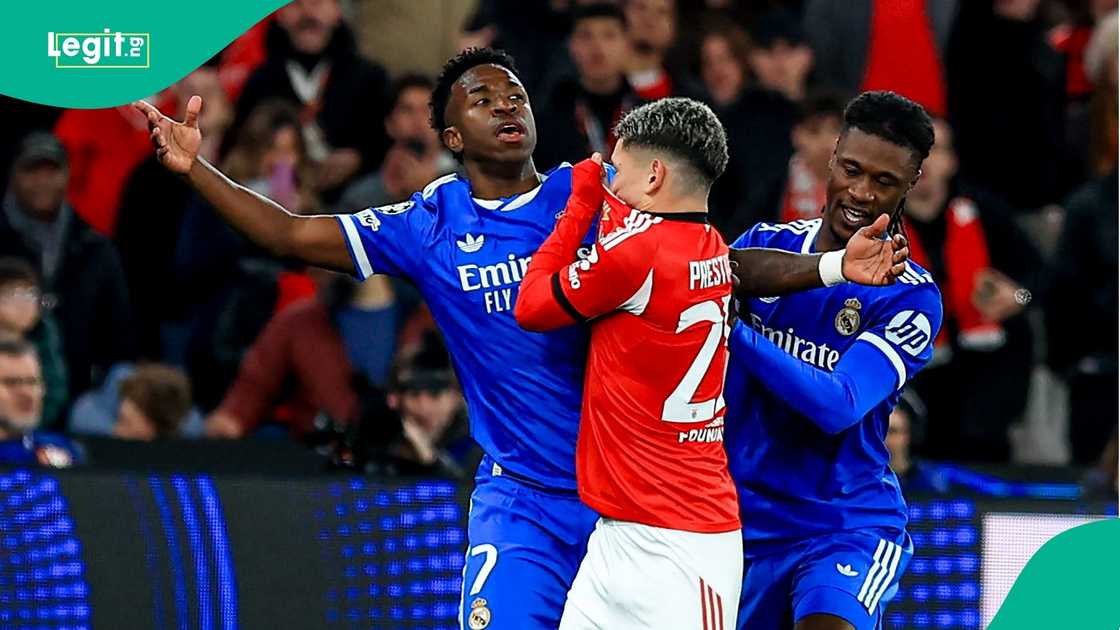 Vinícius Junior, Gianluca Prestianni 2025/26 UEFA Champions League, Benfica, Real Madrid, Lisbon, Portugal.