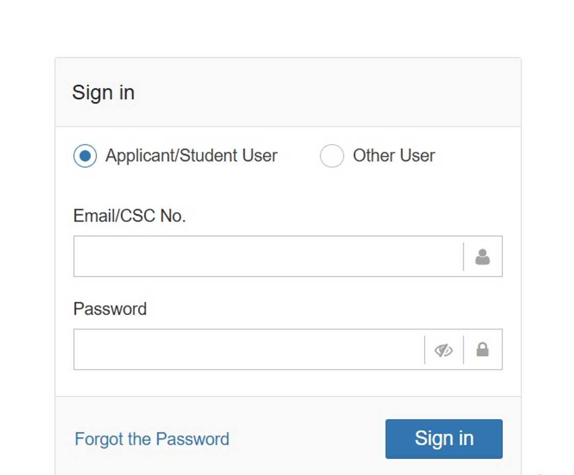 A screenshot of Chinese government scholarship online application portal A screenshot of Chinese government scholarship online application portal