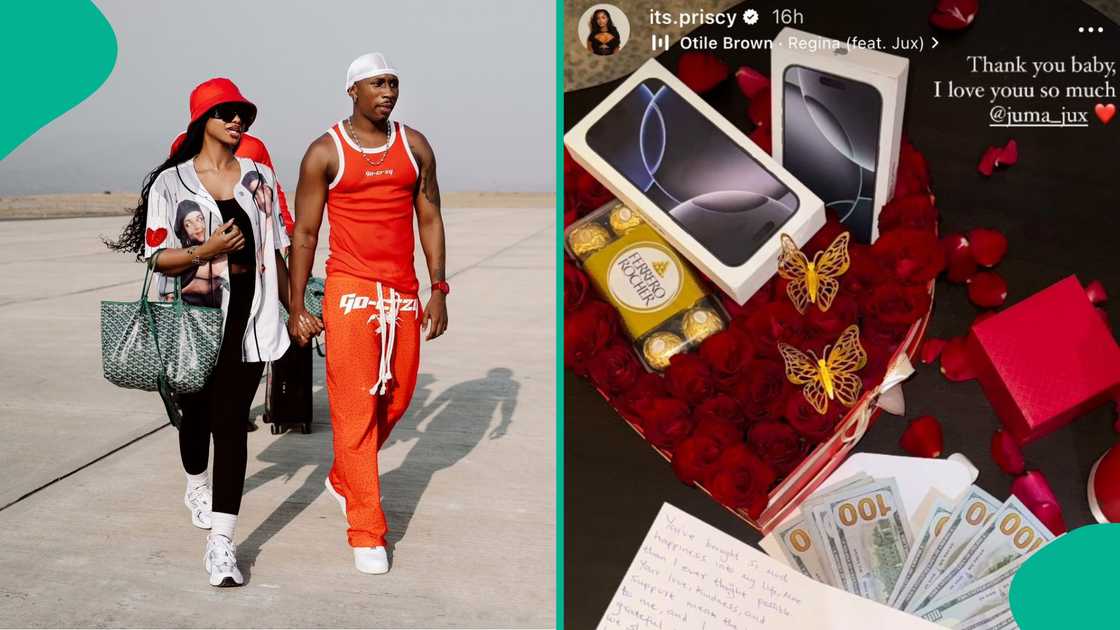 Juma Jux spoils Priscilla Ojo with lavish gifts.