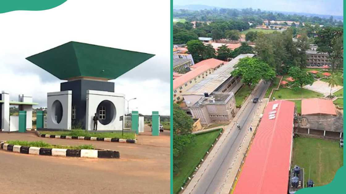 University of Nigeria Nsukka front entrance and on an ariel view University of Nigeria Nsukka front entrance and on an ariel view