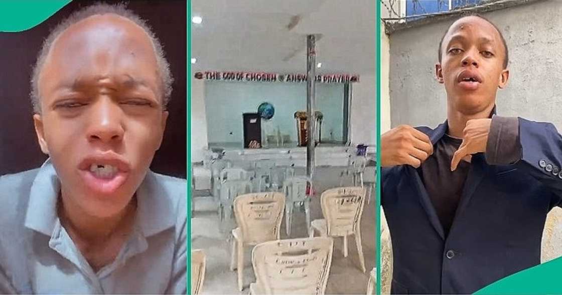 Lord's Chosen member who went early to church cries out after meeting nobody in auditorium. Lord's Chosen member who went early to church cries out after meeting nobody in auditorium.